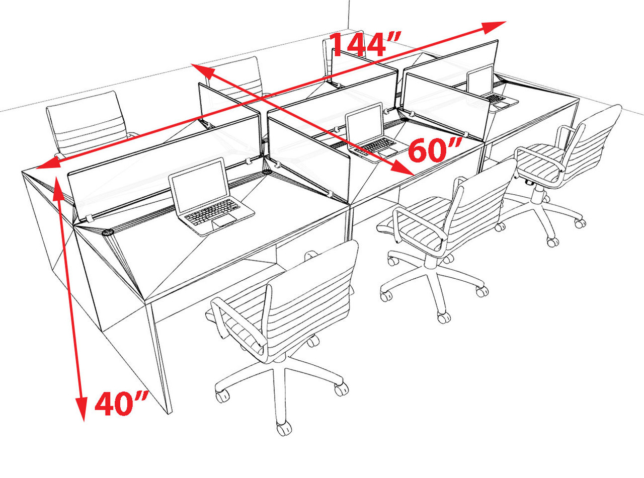 Six Person Modern Acrylic Divider Office Workstation Desk Set, #OT-SUS-FP11