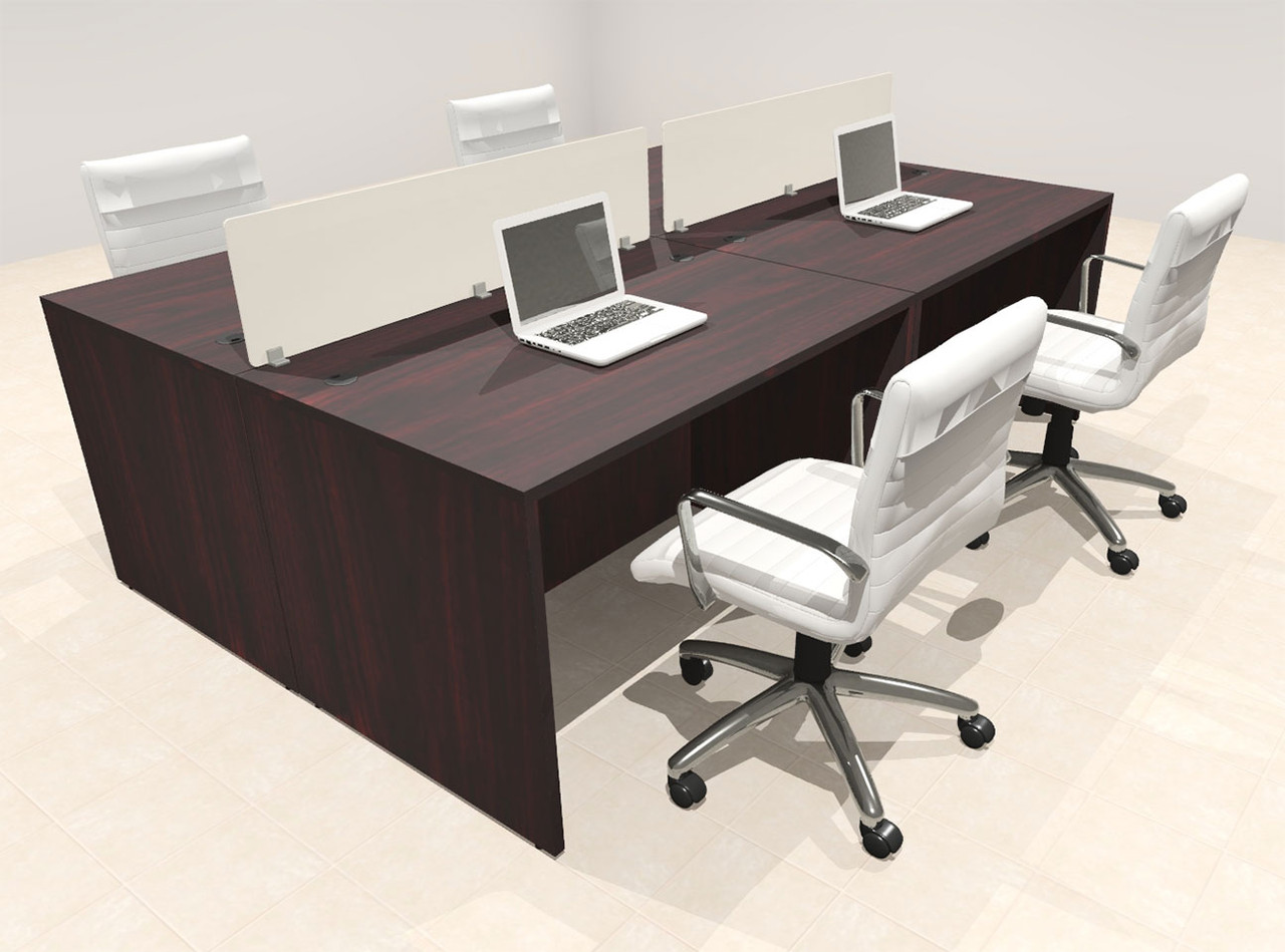 Four Person Modern Acrylic Divider Office Workstation Desk Set, #OT-SUS-FP18