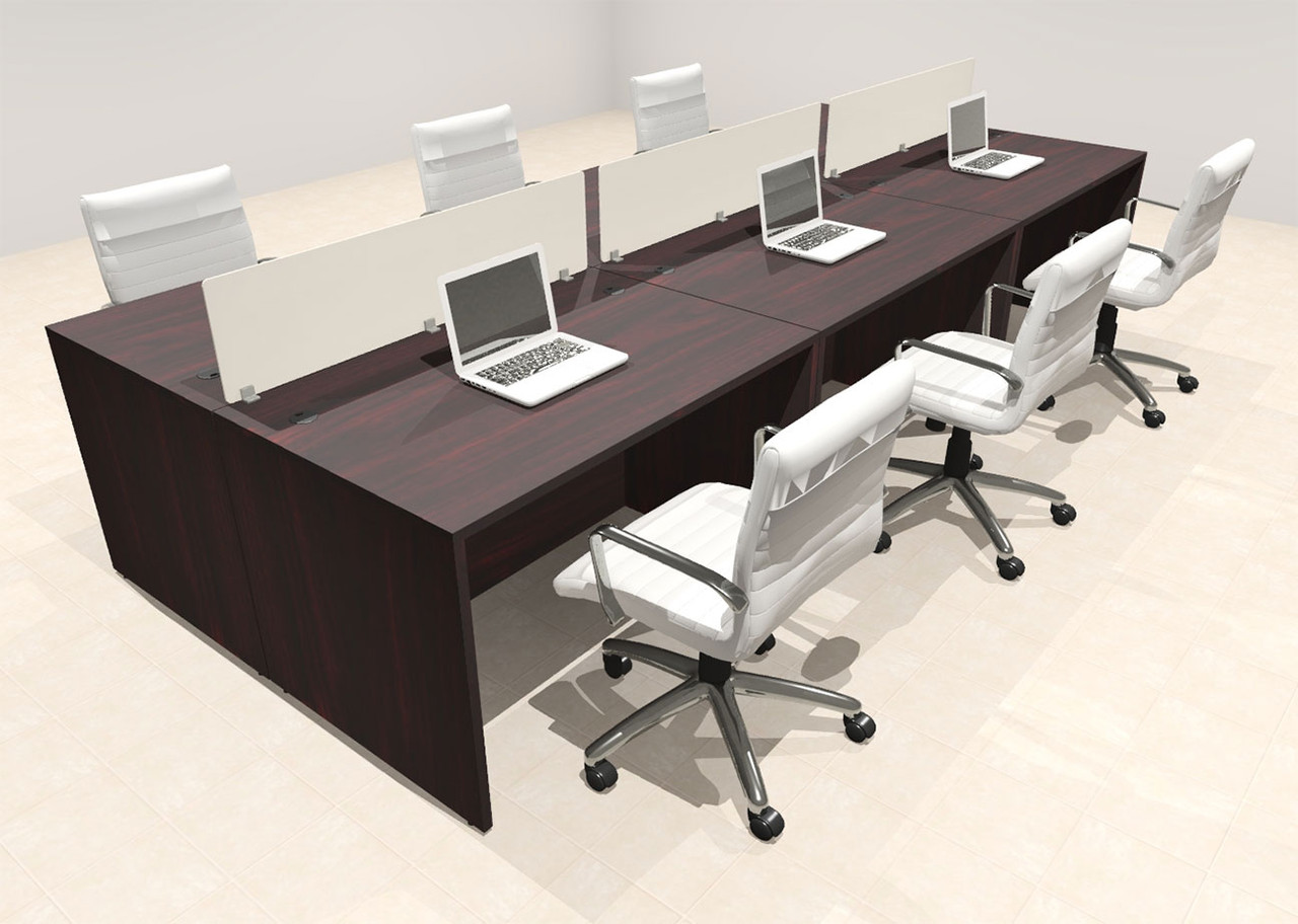 Six Person Modern Acrylic Divider Office Workstation Desk Set, #OT-SUS-FP23