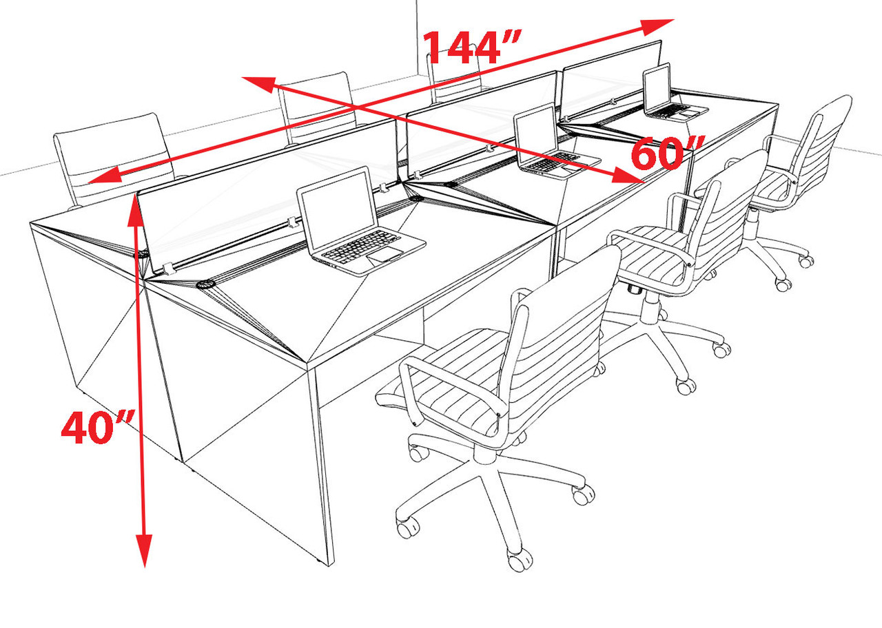 Six Person Modern Acrylic Divider Office Workstation Desk Set, #OT-SUS-FP24