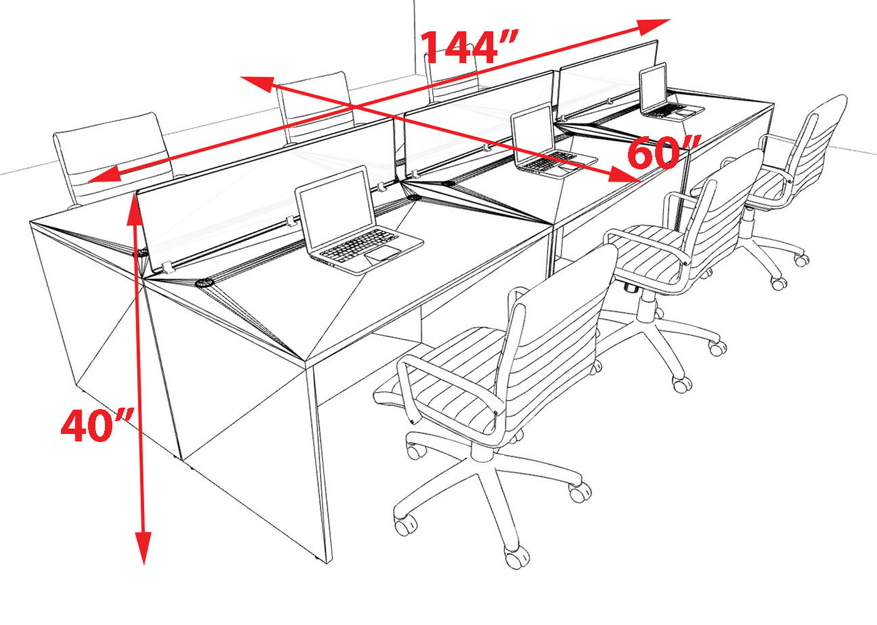 Six Person Modern Acrylic Divider Office Workstation Desk Set, #OT-SUS-FP25