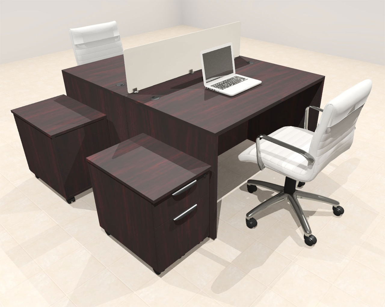 Two Person Modern Acrylic Divider Office Workstation Desk Set, #OT-SUS-FP28