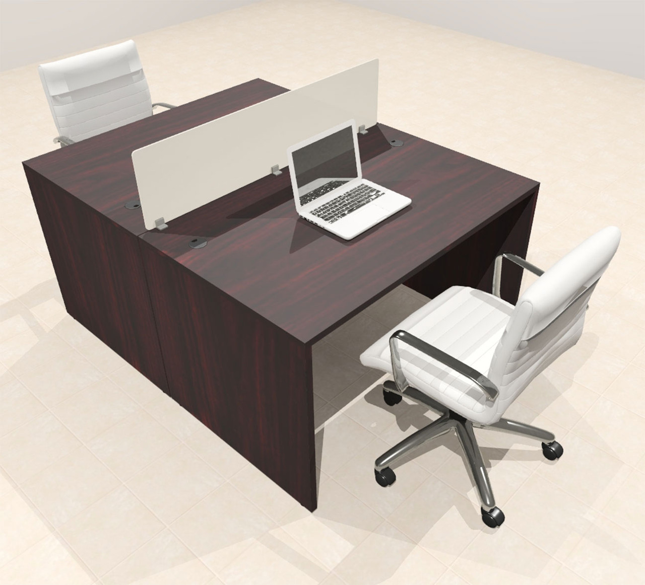 Two Person Modern Acrylic Divider Office Workstation Desk Set, #OT-SUS-FP3