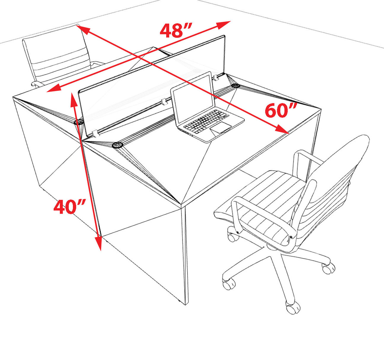 Two Person Modern Acrylic Divider Office Workstation Desk Set, #OT-SUS-FP3