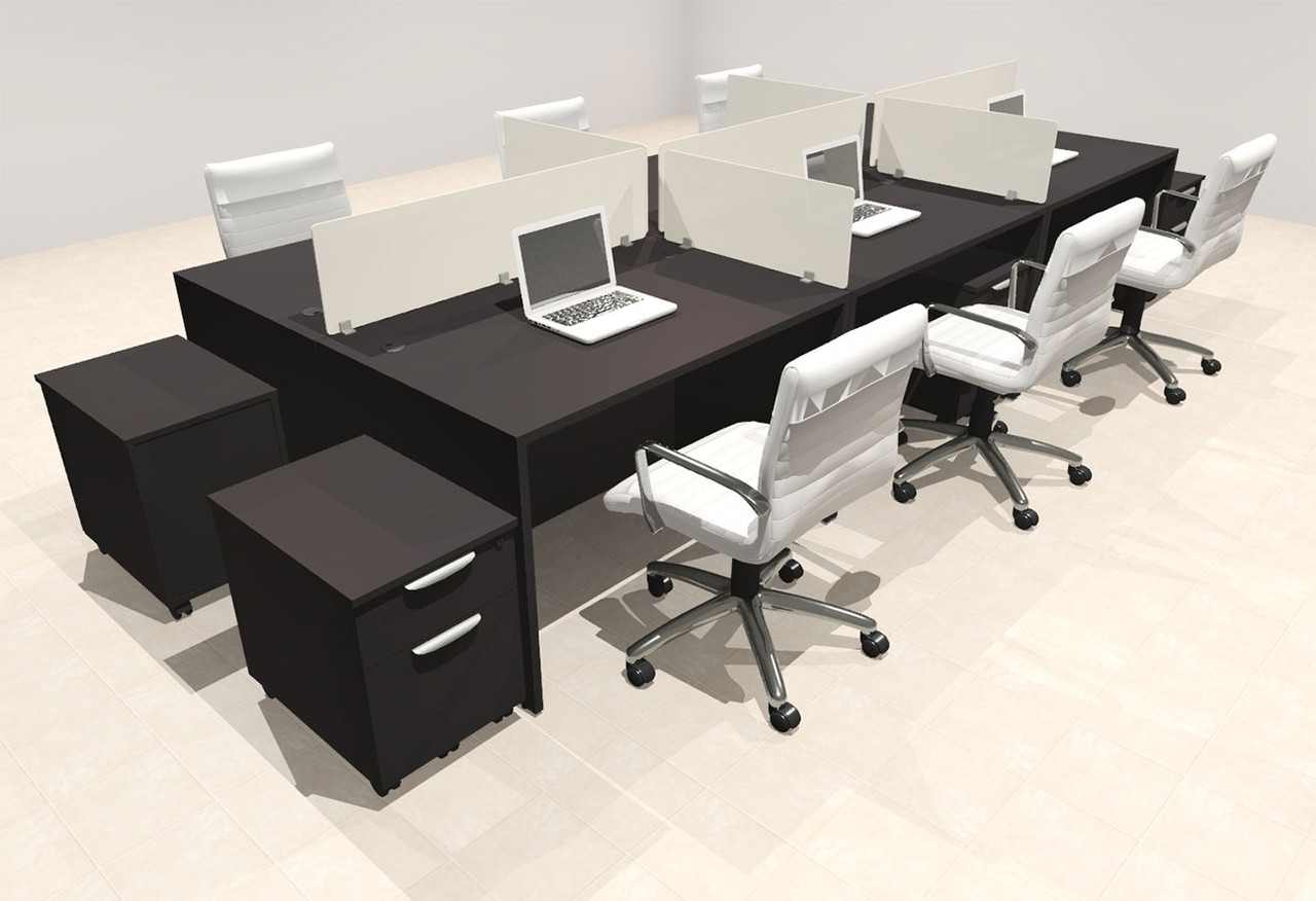 Six Person Modern Acrylic Divider Office Workstation Desk Set, #OT-SUS-FP39