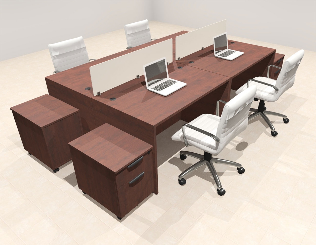 Four Person Modern Acrylic Divider Office Workstation Desk Set, #OT-SUS-FP42