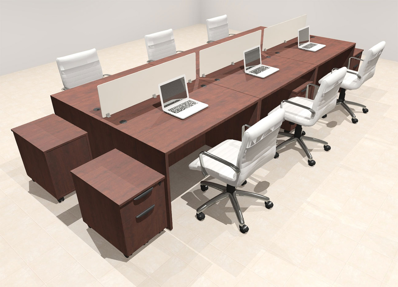 Six Person Modern Acrylic Divider Office Workstation Desk Set, #OT-SUS-FP47