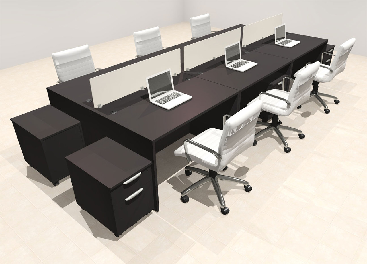 Six Person Modern Acrylic Divider Office Workstation Desk Set, #OT-SUS-FP49