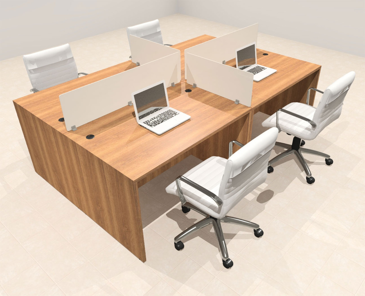 Four Person Modern Acrylic Divider Office Workstation Desk Set, #OT-SUS-FP6