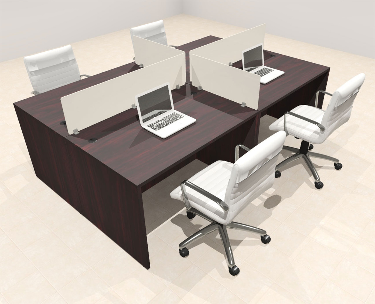 Four Person Modern Acrylic Divider Office Workstation Desk Set, #OT-SUS-FP8