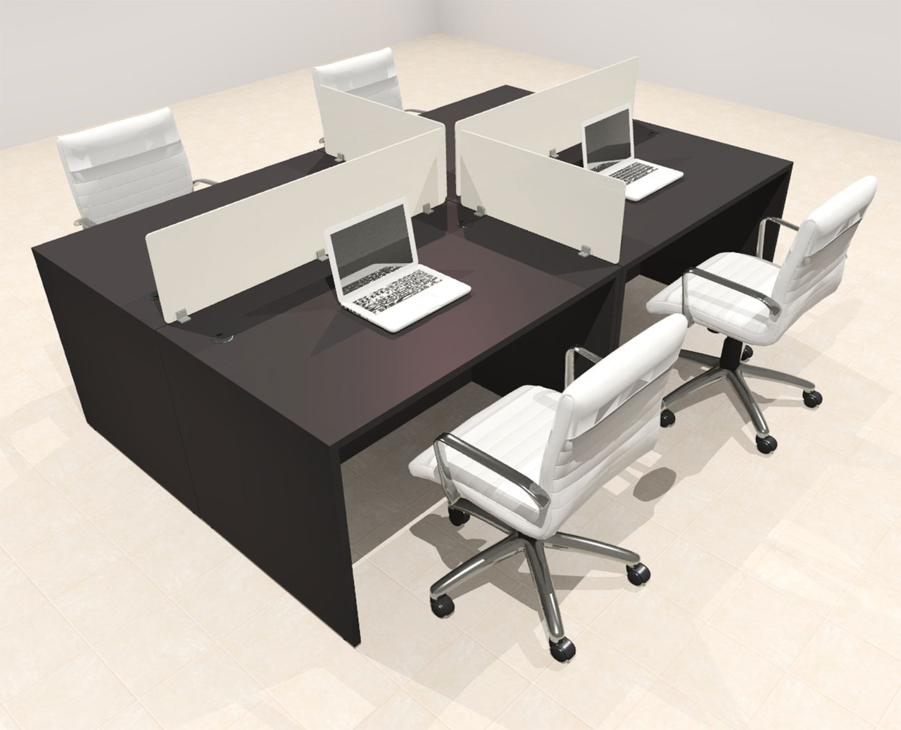 Four Person Modern Acrylic Divider Office Workstation Desk Set, #OT-SUS-FP9