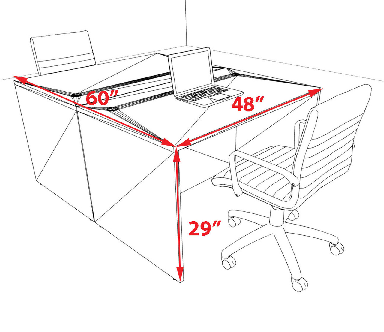 Two Person Modern No Panel Office Workstation Desk Set, #OT-SUS-FPN1