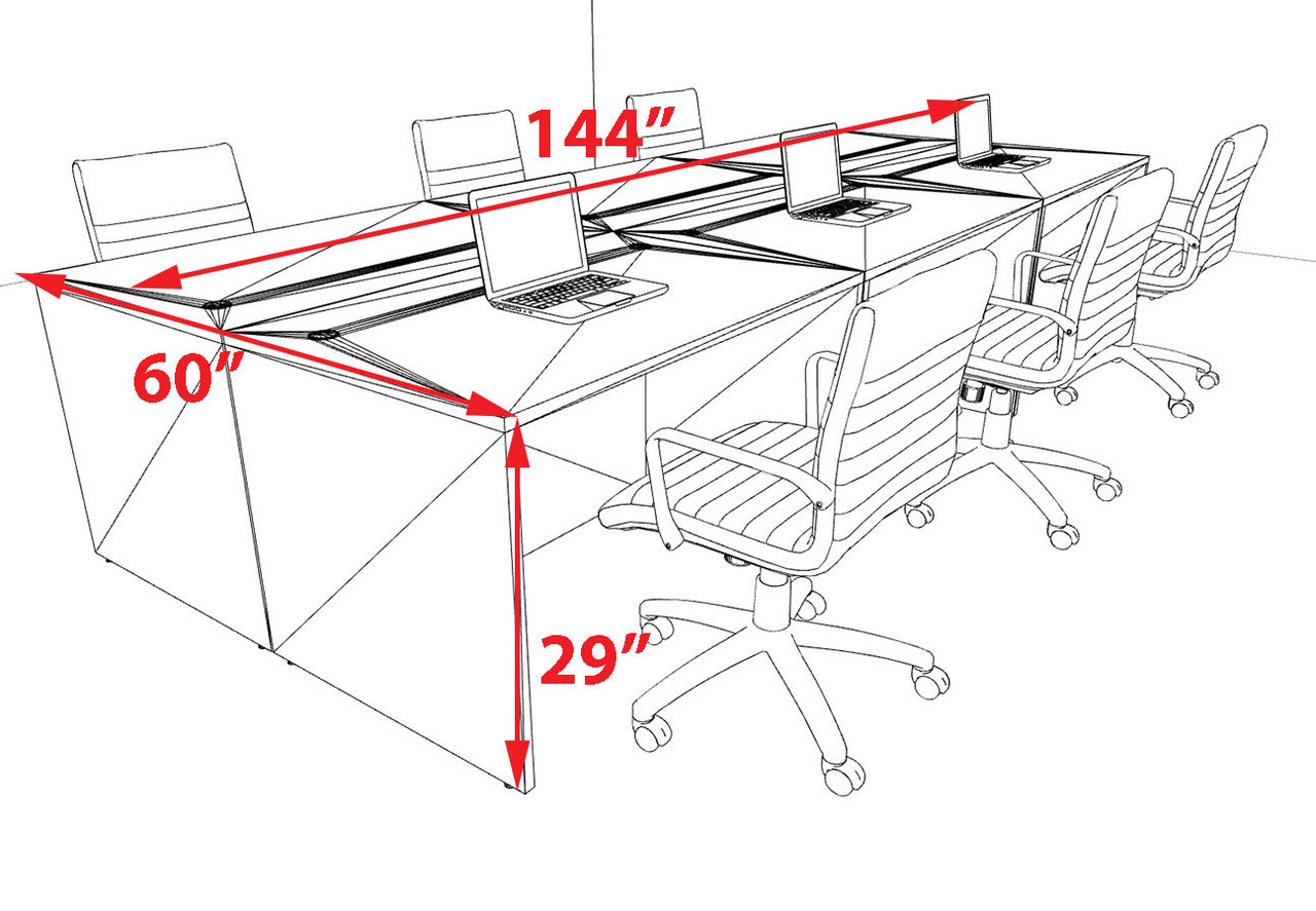 Six Person Modern No Panel Office Workstation Desk Set, #OT-SUS-FPN11