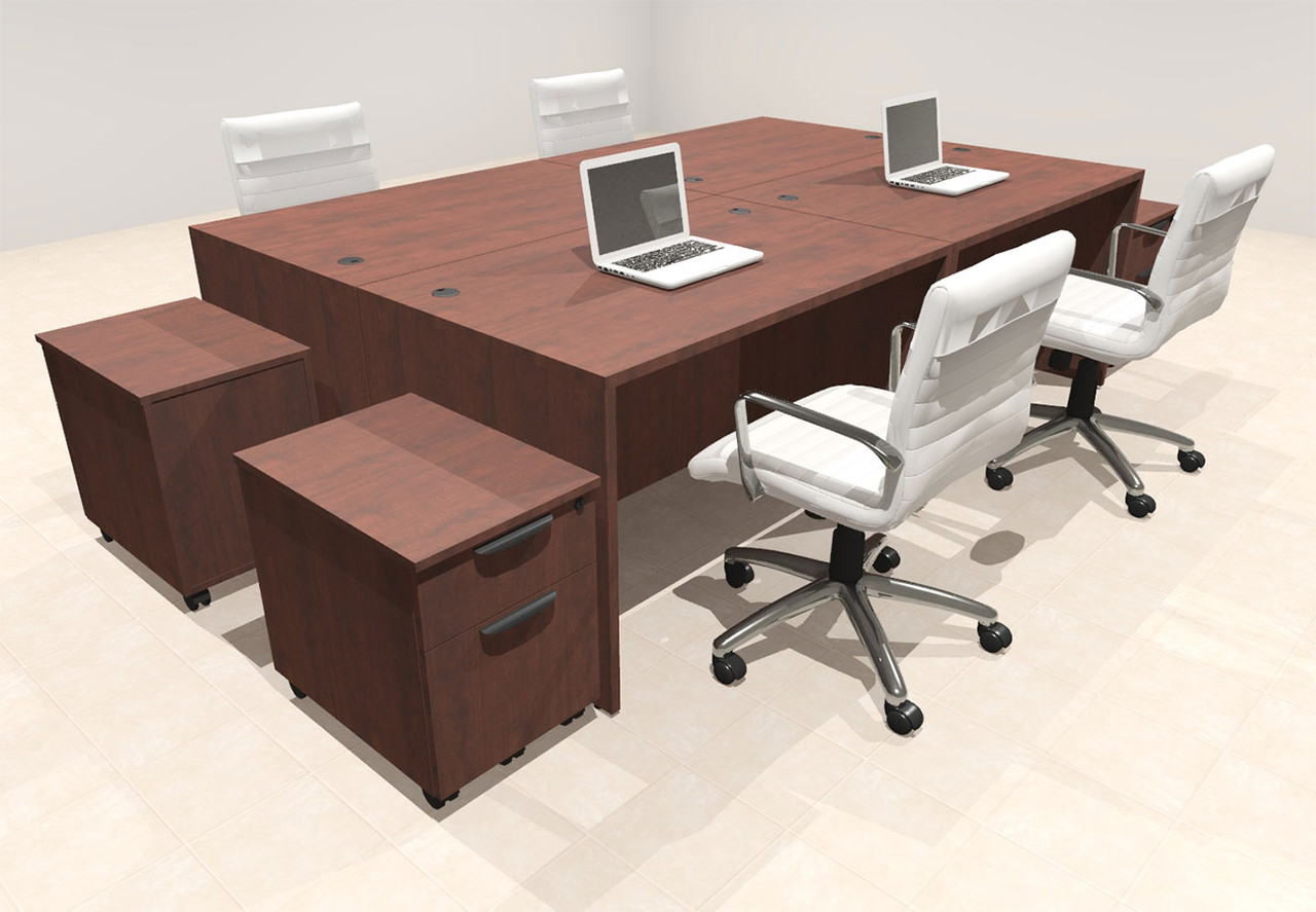 Four Person Modern No Panel Office Workstation Desk Set, #OT-SUS-FPN32