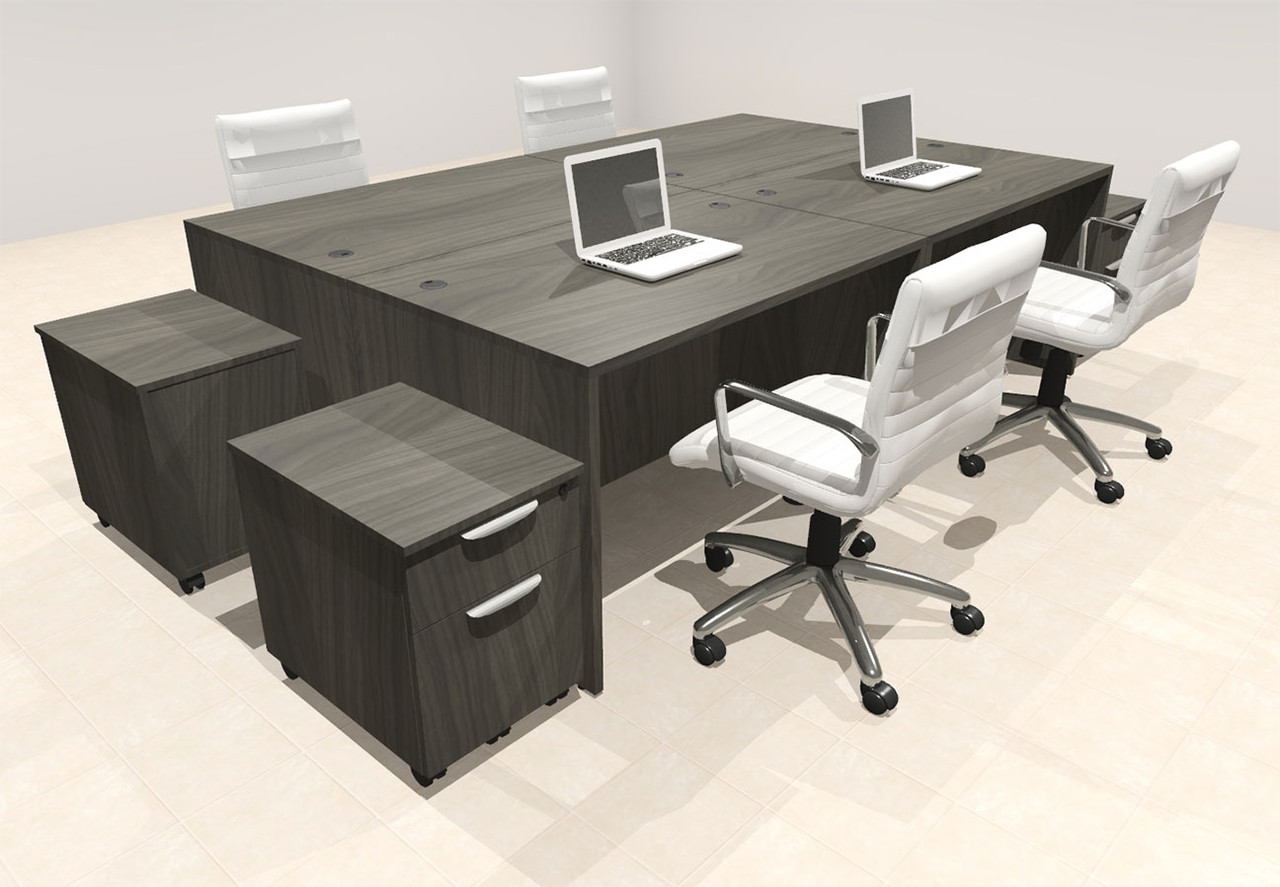 Four Person Modern No Panel Office Workstation Desk Set, #OT-SUS-FPN35