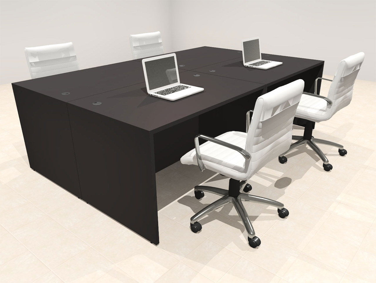 Four Person Modern No Panel Office Workstation Desk Set, #OT-SUS-FPN9