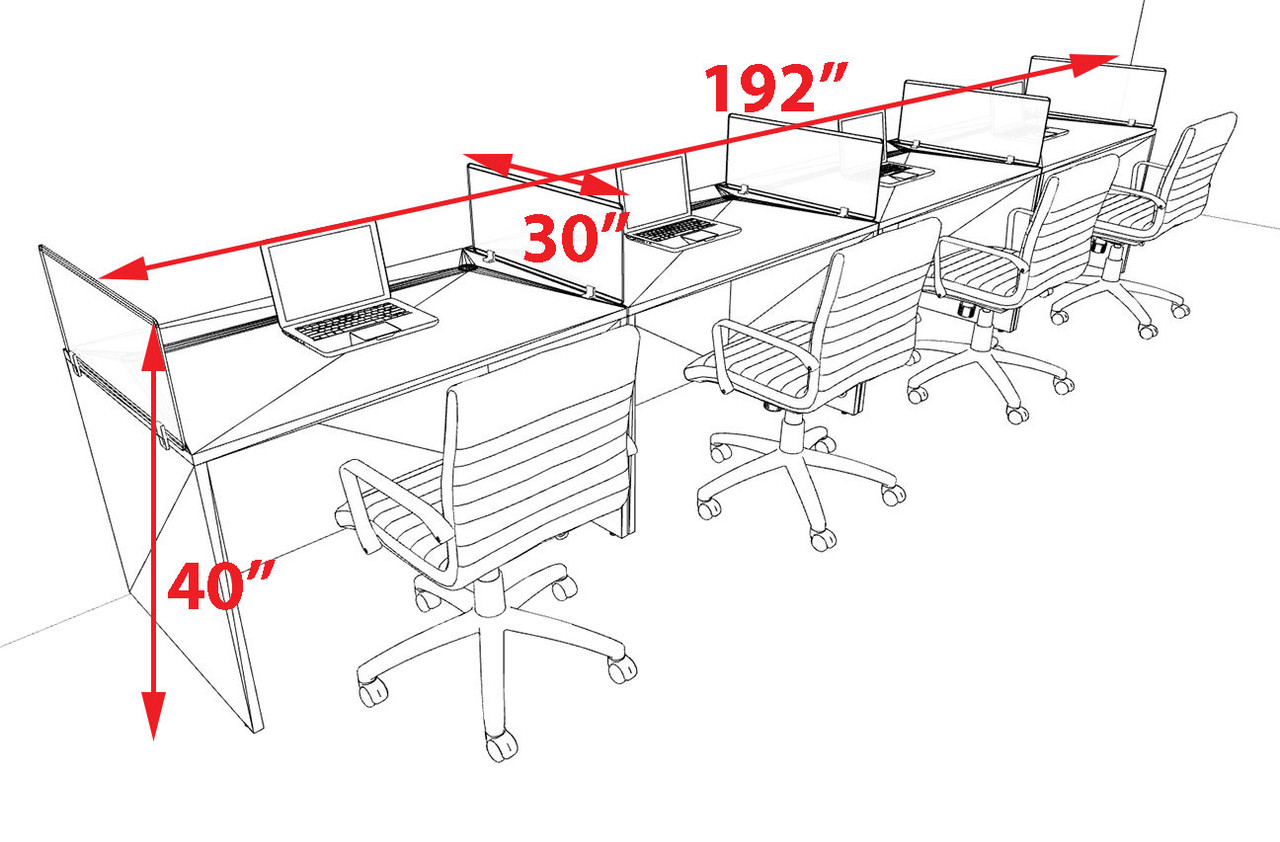 Four Person Modern Acrylic Divider Office Workstation Desk Set, #OT-SUS-SP12