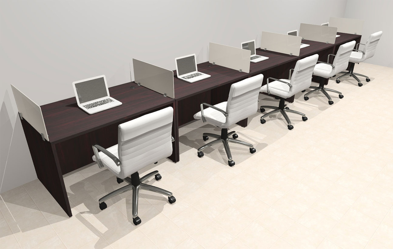 Five Person Modern Acrylic Divider Office Workstation Desk Set, #OT-SUS-SP18