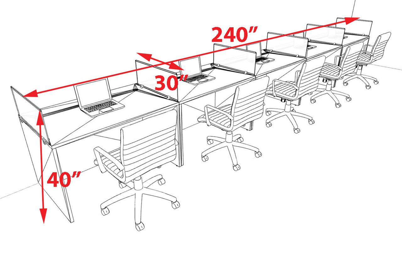 Five Person Modern Acrylic Divider Office Workstation Desk Set, #OT-SUS-SP18