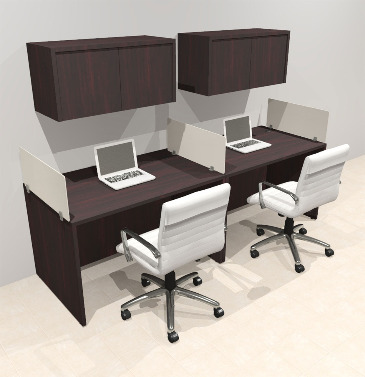 Two Person Modern Acrylic Divider Office Workstation Desk Set, #OT-SUS-SP28