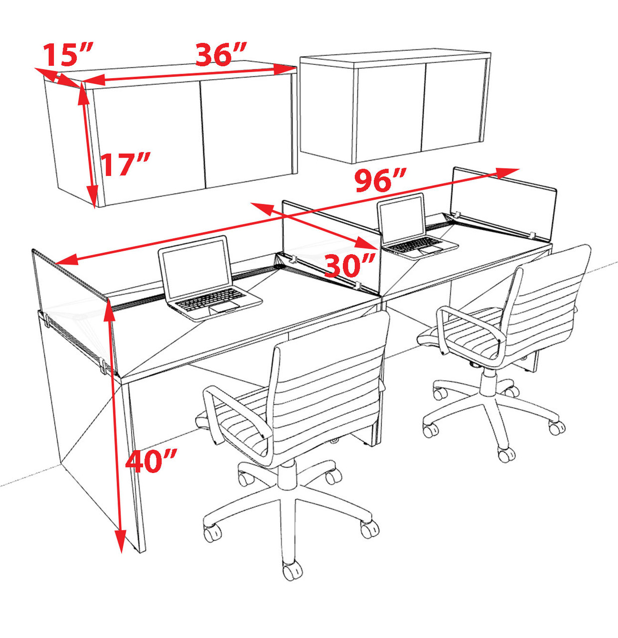 Two Person Modern Acrylic Divider Office Workstation Desk Set, #OT-SUS-SP29