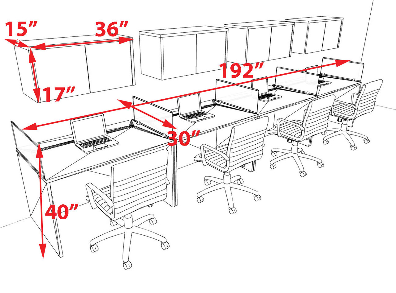 Four Person Modern Acrylic Divider Office Workstation Desk Set, #OT-SUS-SP36