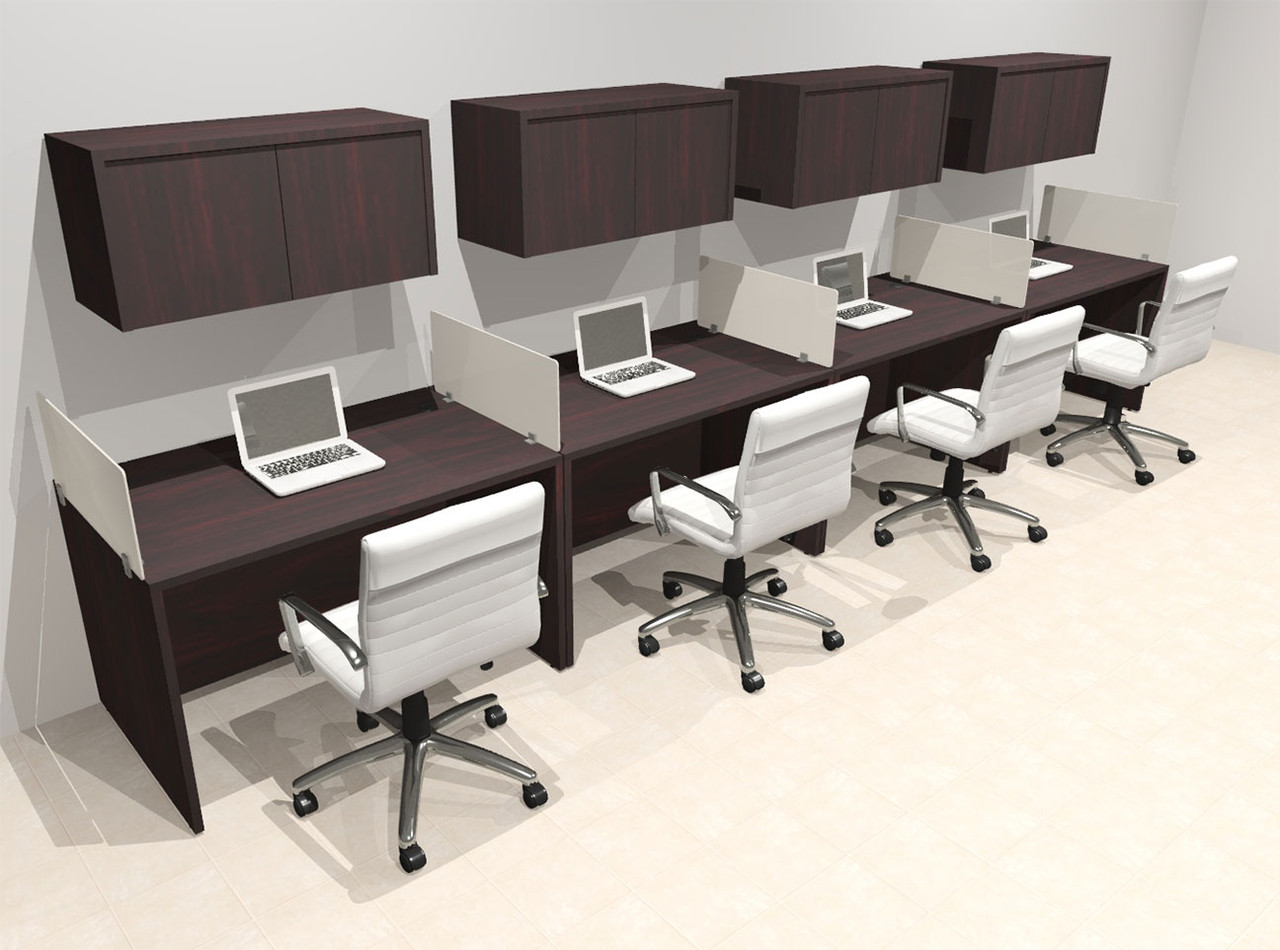 Four Person Modern Acrylic Divider Office Workstation Desk Set, #OT-SUS-SP38