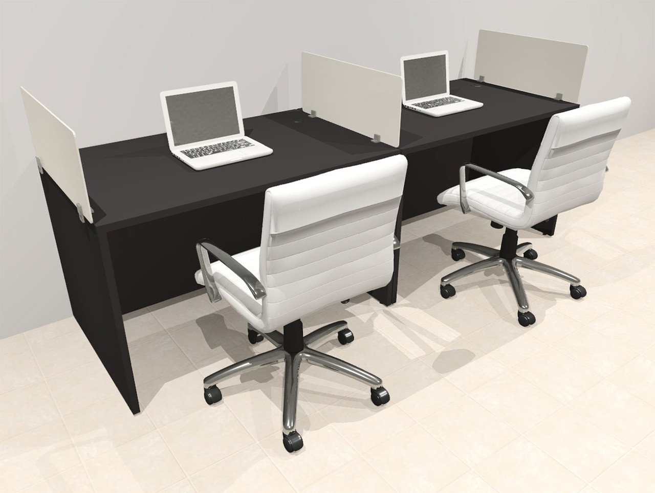 Two Person Modern Acrylic Divider Office Workstation Desk Set, #OT-SUS-SP4