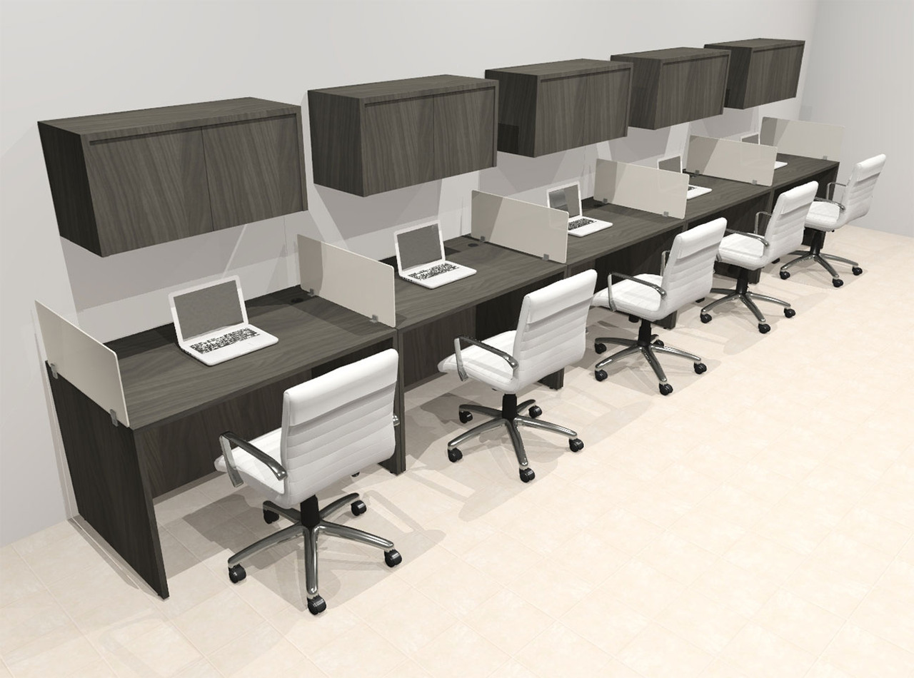 Five Person Modern Acrylic Divider Office Workstation Desk Set, #OT-SUS-SP45