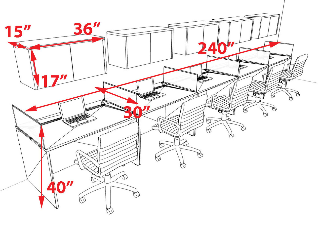 Five Person Modern Acrylic Divider Office Workstation Desk Set, #OT-SUS-SP45