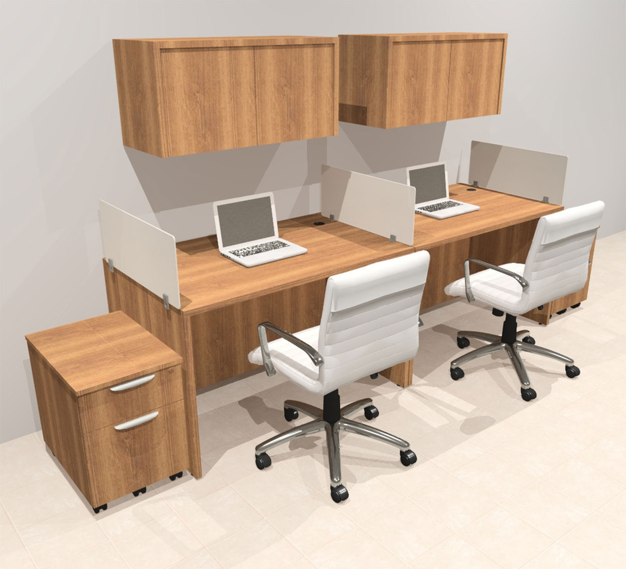 Two Person Modern Acrylic Divider Office Workstation Desk Set, #OT-SUS-SP46