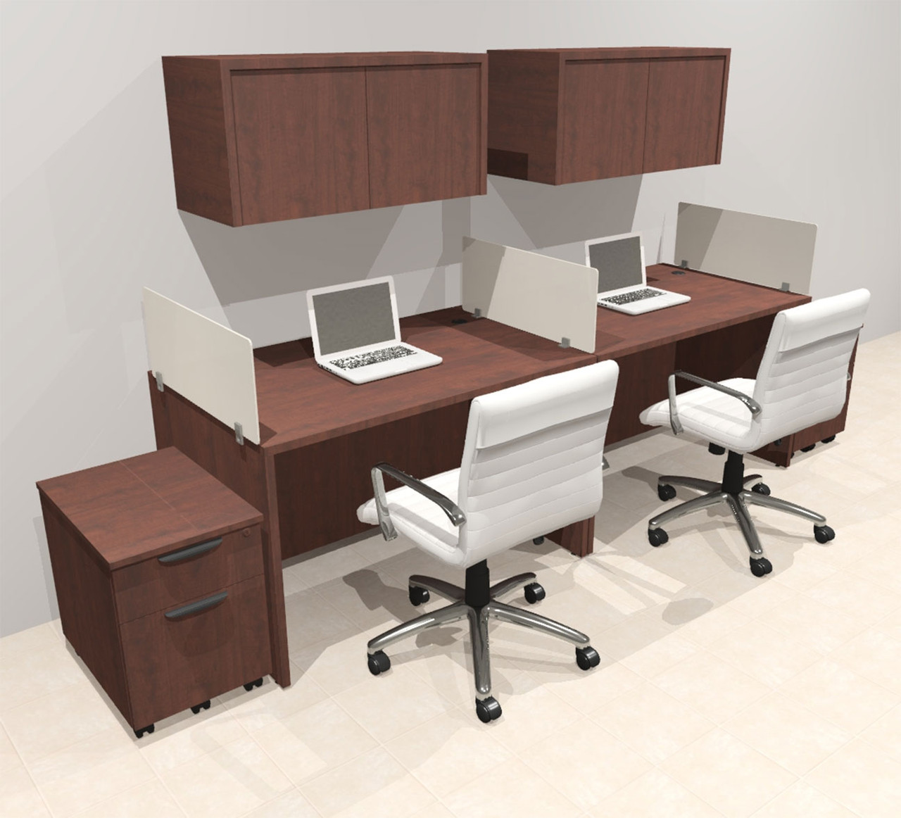 Two Person Modern Acrylic Divider Office Workstation Desk Set, #OT-SUS-SP47
