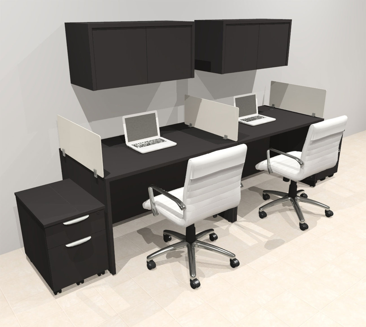 Two Person Modern Acrylic Divider Office Workstation Desk Set, #OT-SUS-SP49