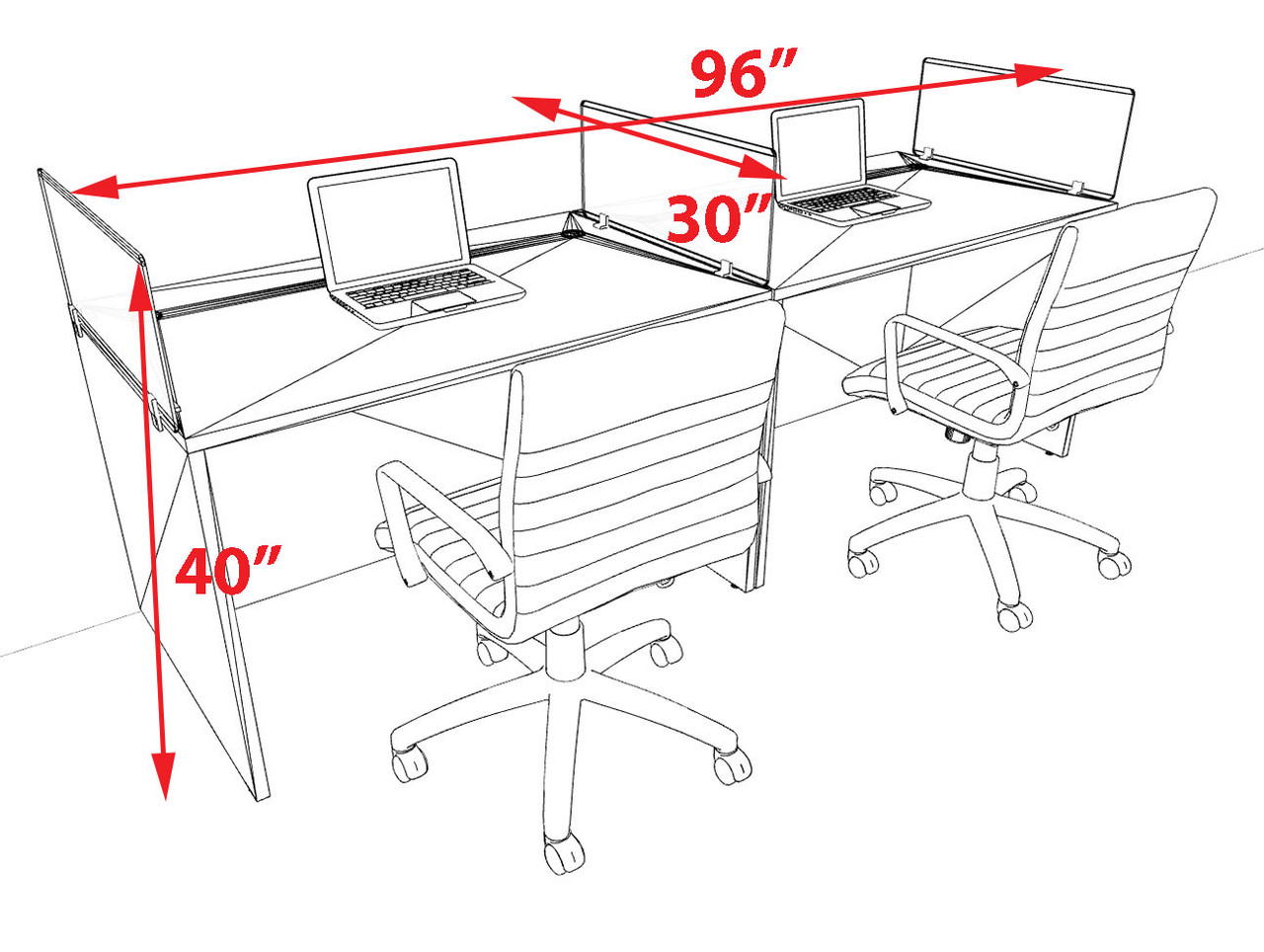 Two Person Modern Acrylic Divider Office Workstation Desk Set, #OT-SUS-SP5