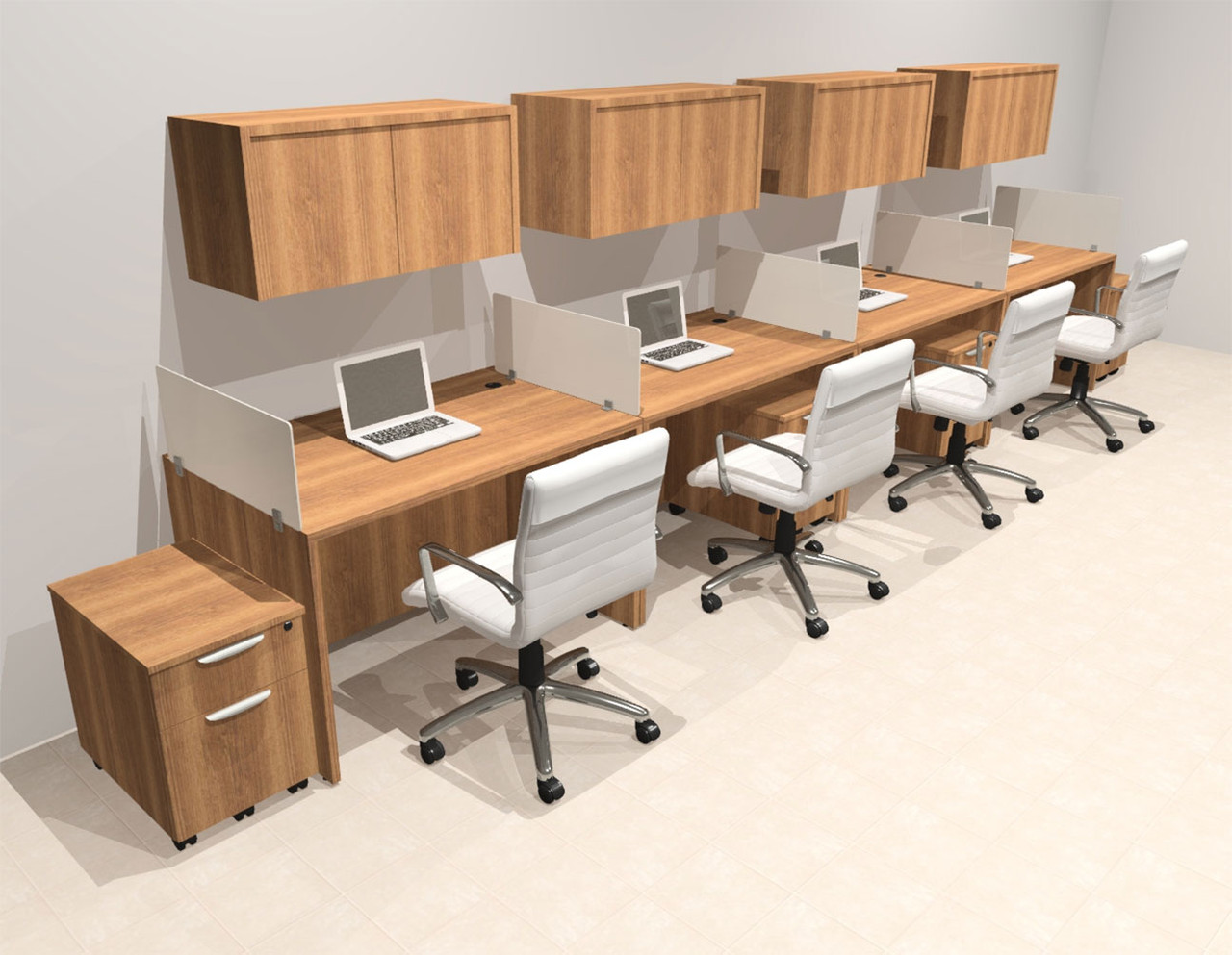 Four Person Modern Acrylic Divider Office Workstation Desk Set, #OT-SUS-SP56