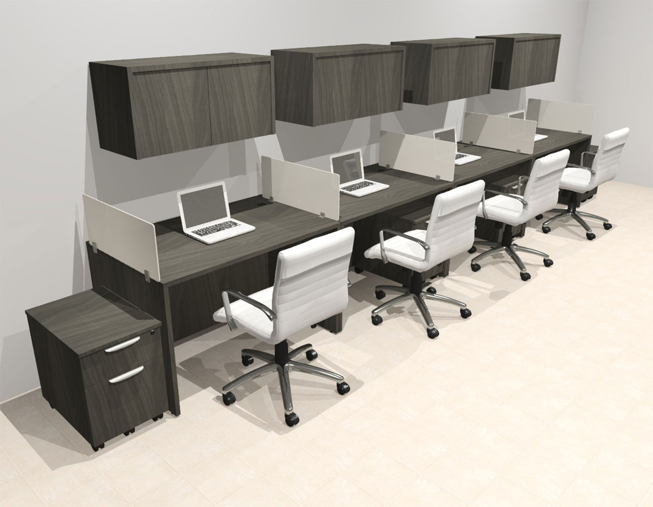 Four Person Modern Acrylic Divider Office Workstation Desk Set, #OT-SUS-SP60
