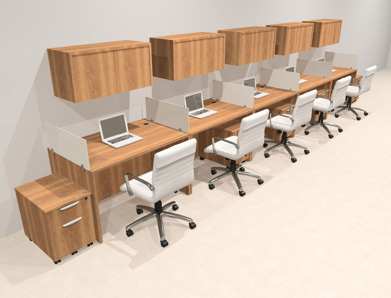 Five Person Modern Acrylic Divider Office Workstation Desk Set, #OT-SUS-SP61