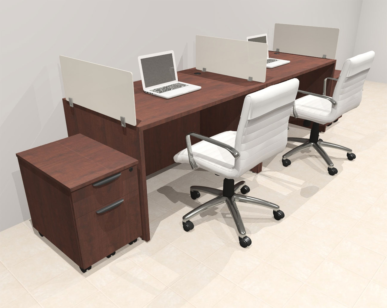 Two Person Modern Acrylic Divider Office Workstation Desk Set, #OT-SUS-SP67