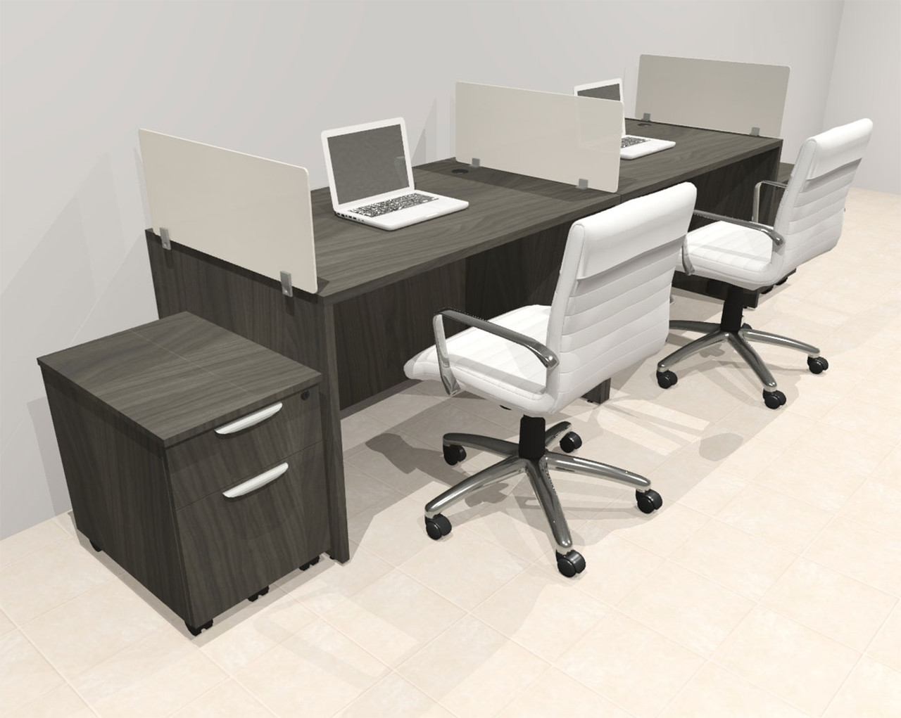 Two Person Modern Acrylic Divider Office Workstation Desk Set, #OT-SUS-SP70
