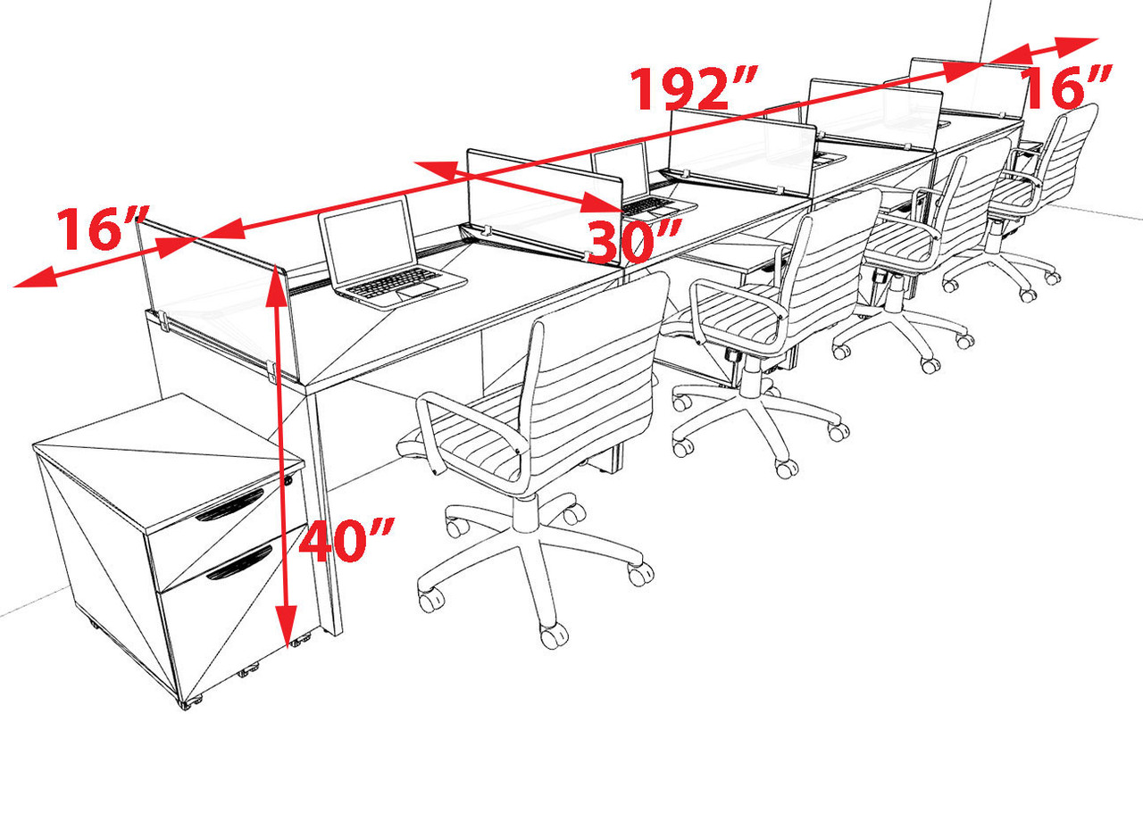 Four Person Modern Acrylic Divider Office Workstation Desk Set, #OT-SUS-SP77