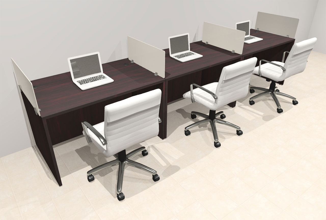 Three Person Modern Acrylic Divider Office Workstation Desk Set, #OT-SUS-SP8