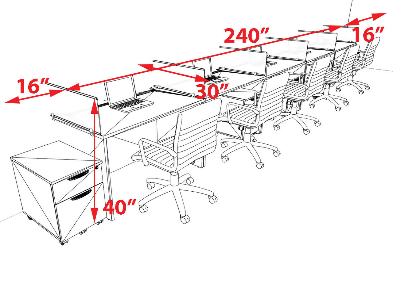 Five Person Modern Acrylic Divider Office Workstation Desk Set, #OT-SUS-SP83