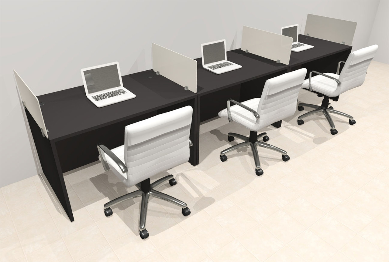 Three Person Modern Acrylic Divider Office Workstation Desk Set, #OT-SUS-SP9