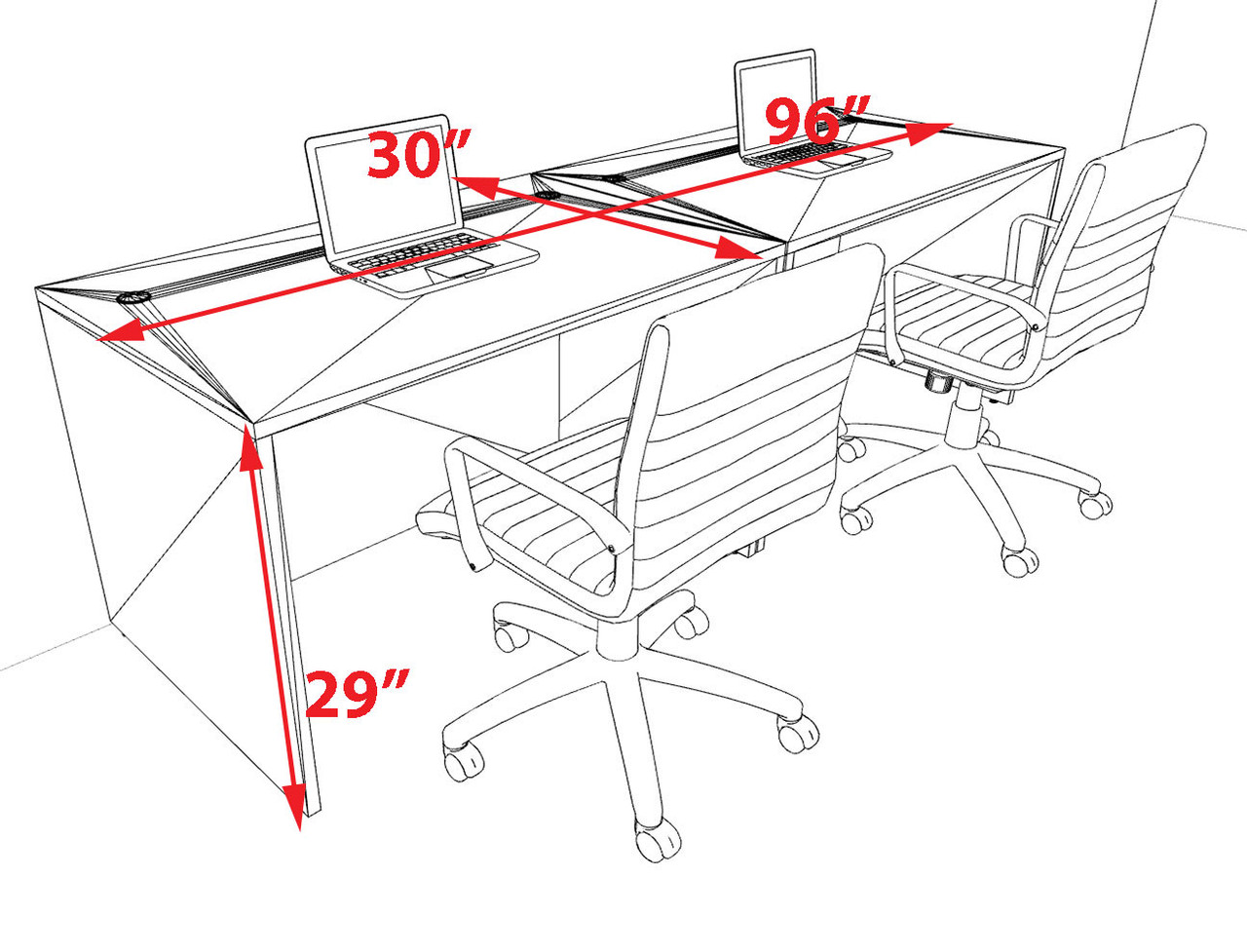 Two Person Modern No Panel Office Workstation Desk Set, #OT-SUS-SPN2