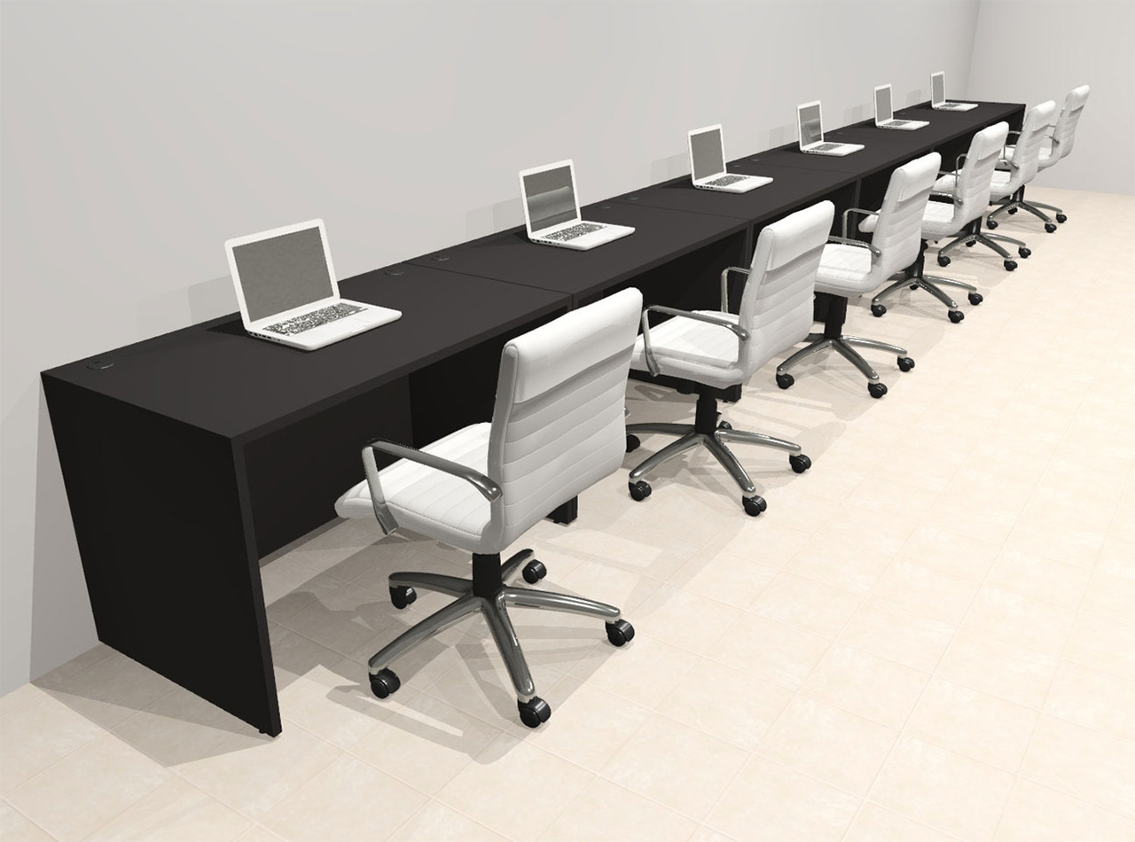 Six Person Modern No Panel Office Workstation Desk Set, #OT-SUS-SPN24