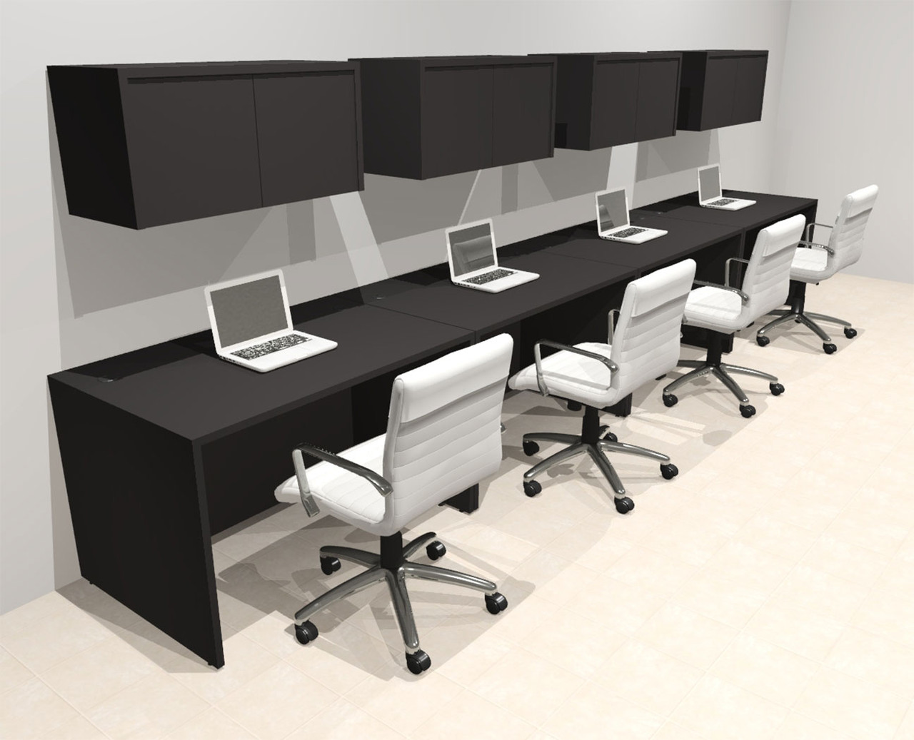 Four Person Modern No Panel Office Workstation Desk Set, #OT-SUS-SPN39