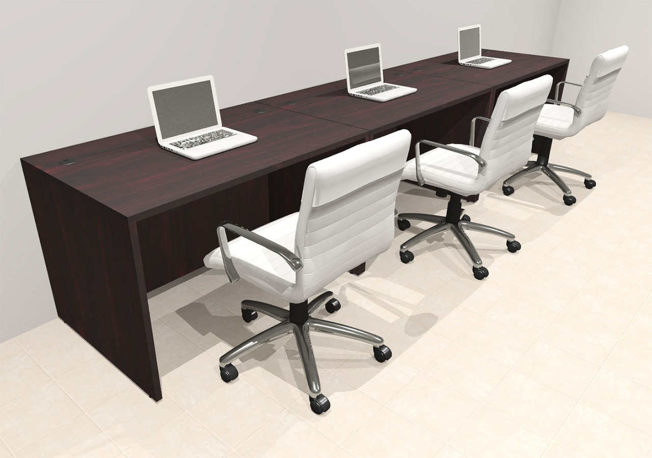 Three Person Modern No Panel Office Workstation Desk Set, #OT-SUS-SPN8