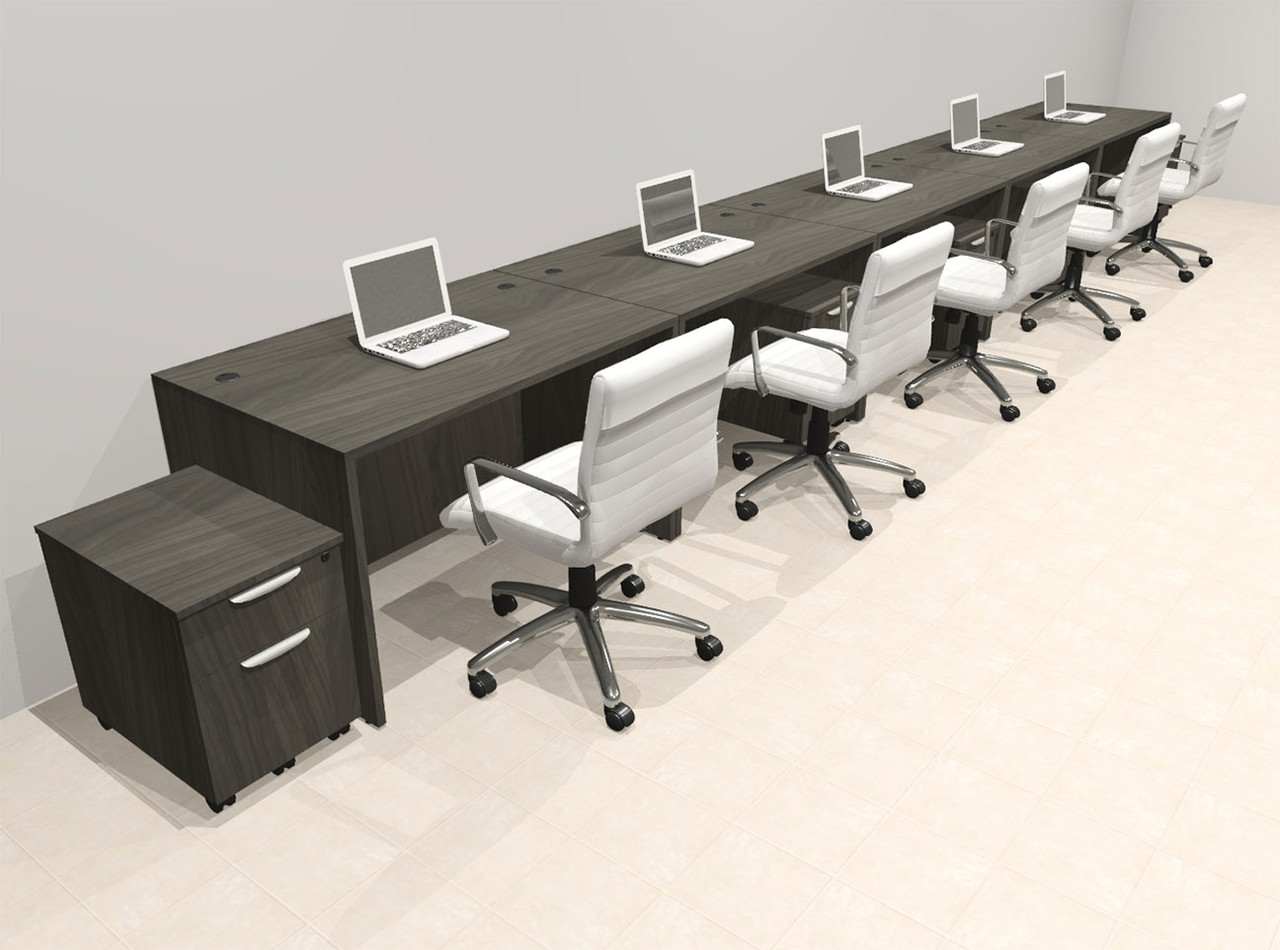 Five Person Modern No Panel Office Workstation Desk Set, #OT-SUS-SPN85