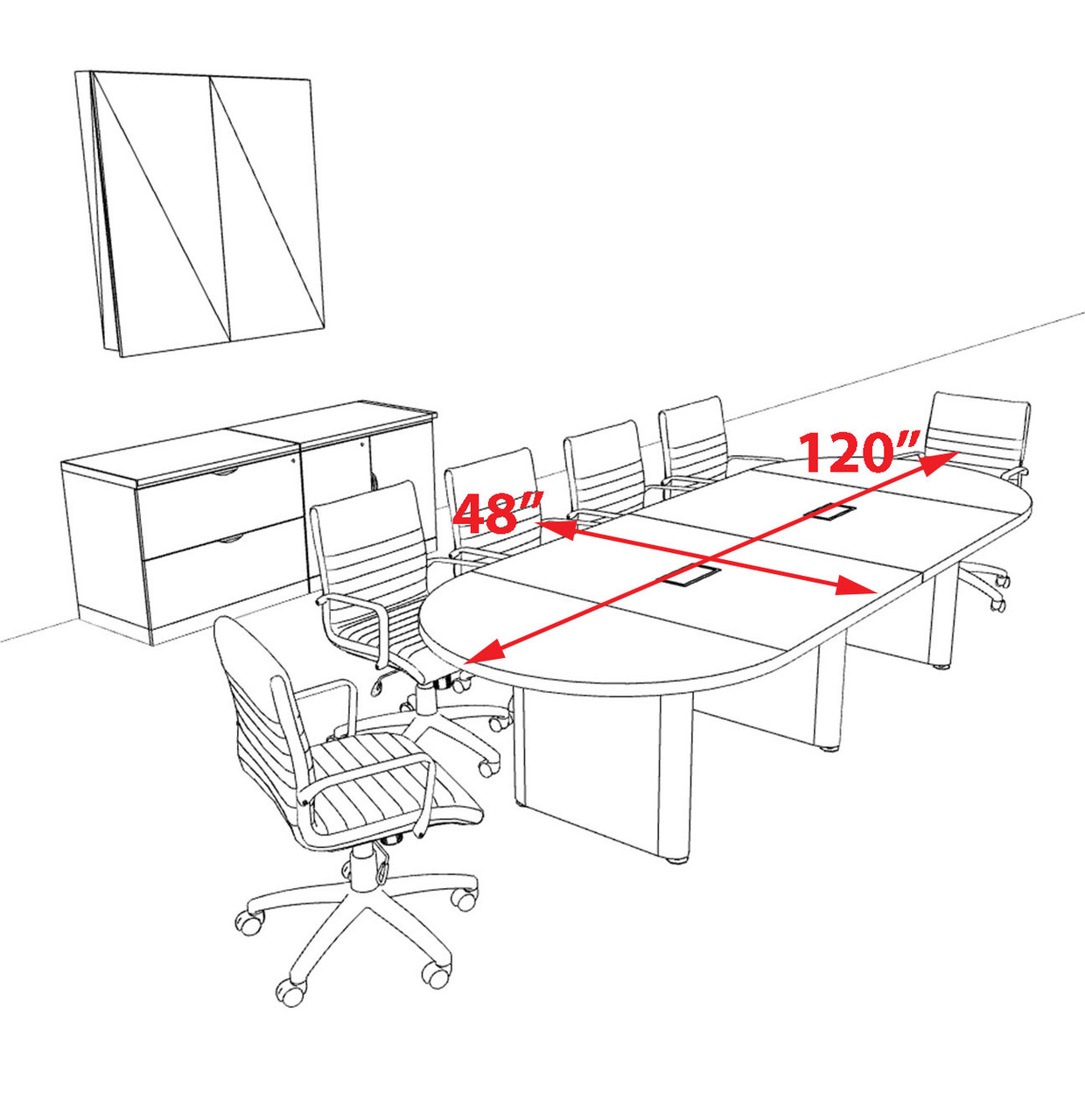 Racetrack Cable Management 10' Feet Conference Table, #OF-CON-CRP8