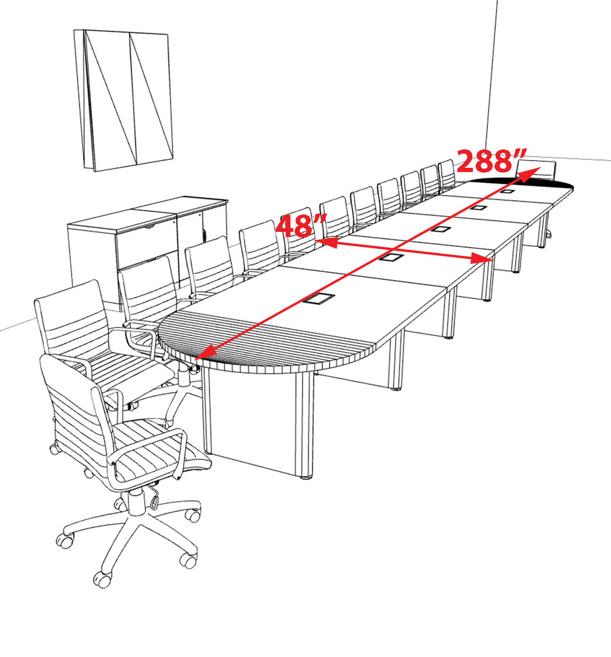 Racetrack Cable Management 24' Feet Conference Table, #OF-CON-CRP57